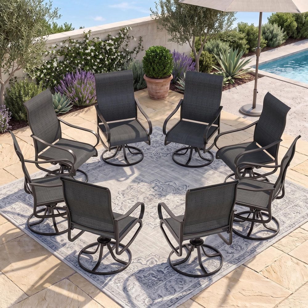 Reviews for ELPOSUN Black Swivel Textilene Metal Patio Outdoor Dining ...