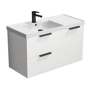 Lisbon 36.2 in. W x 18.5 in. D x 21.65 in. H Modern Bathroom Vanity in Glossy White With White Ceramic Top