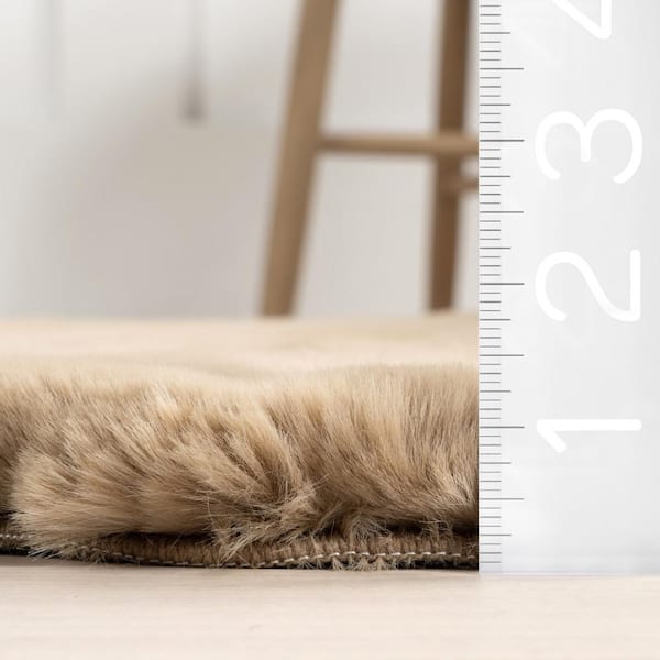 Eline Faux Camel 2 ft. x 6 ft. Runner Rug Sheepskin Machine Washable Area Rug