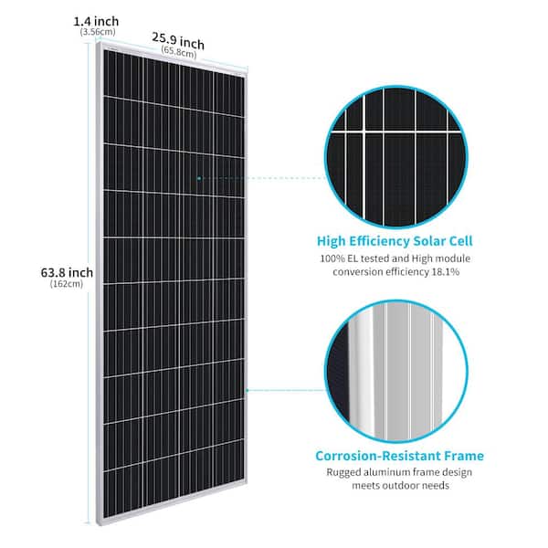 Renogy 200-Watt 12-Volt Monocrystalline Solar Panel for Off Grid Large  System Residential Commercial House Cabin Sheds Rooftop RSP200D-G1 - The  Home Depot