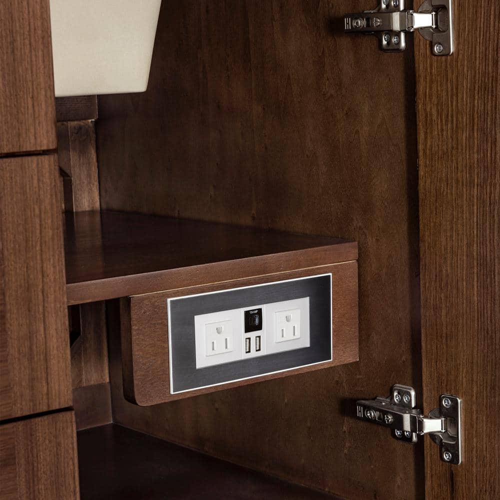 Amberly 60" Walnut Single Vanity Base with Brass Knobs