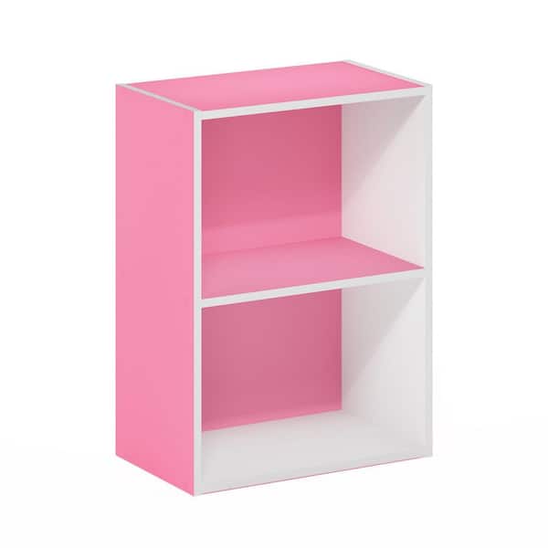 Furinno Luder 21.2 in. Pink/White 2-Shelf Standard Bookcase