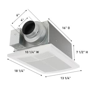 WhisperWarm DC 50-80-110 CFM Ceiling Bathroom Exhaust Fan with Heater