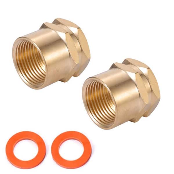3/4" GHT Female x 3/4" NPT Female Connector, GHT to NPT Brass Garden Hose Adapter, Brass Garden Connections 2 Pieces