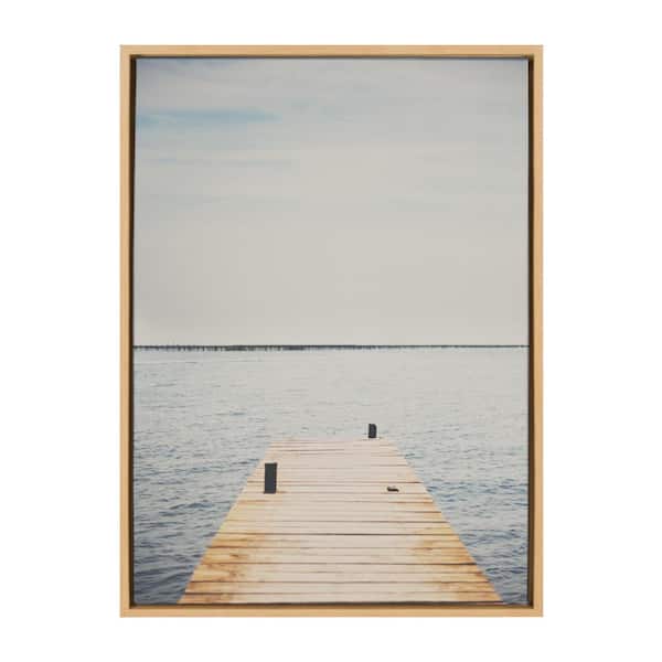 Kate and Laurel Sylvie "Standing on the Dock" by Laura Evans Framed Canvas Wall Art 23 in. x 33 in.