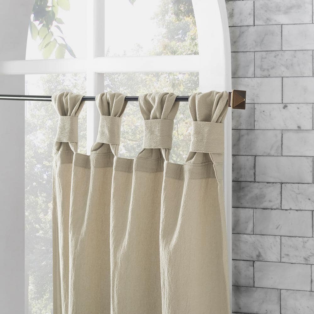 Oatmeal Cotton Sheer Twist Tab Cafe Curtain Pair