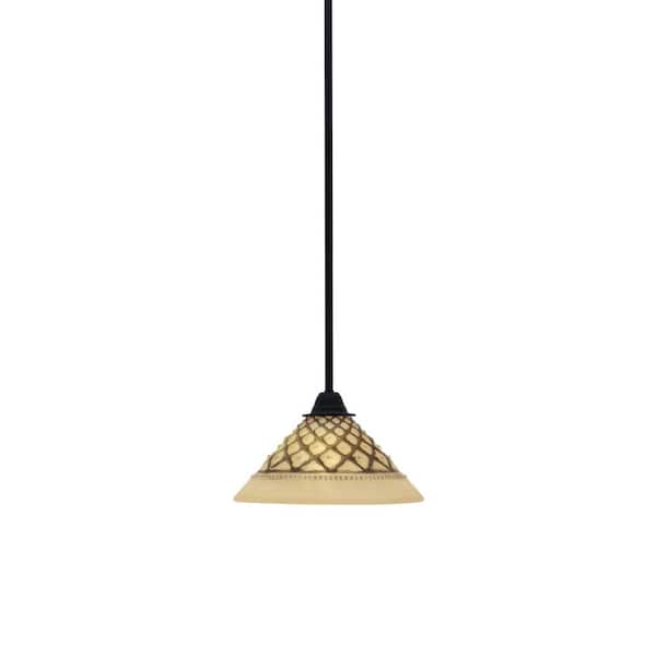 Madison 100-Watt 1-Light Matte Black Shaded Pendant Light with 10 in. Chocolate Icing Shade, No bulb Included