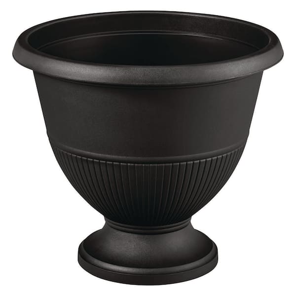 Vigoro 15 in. Solana Black Resin Urn Planter (15 in. D x 13 in. H)