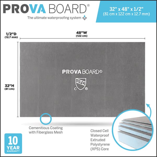 1/2 in. x 2.67 ft. x 4 ft. Prova-Board plus Grey