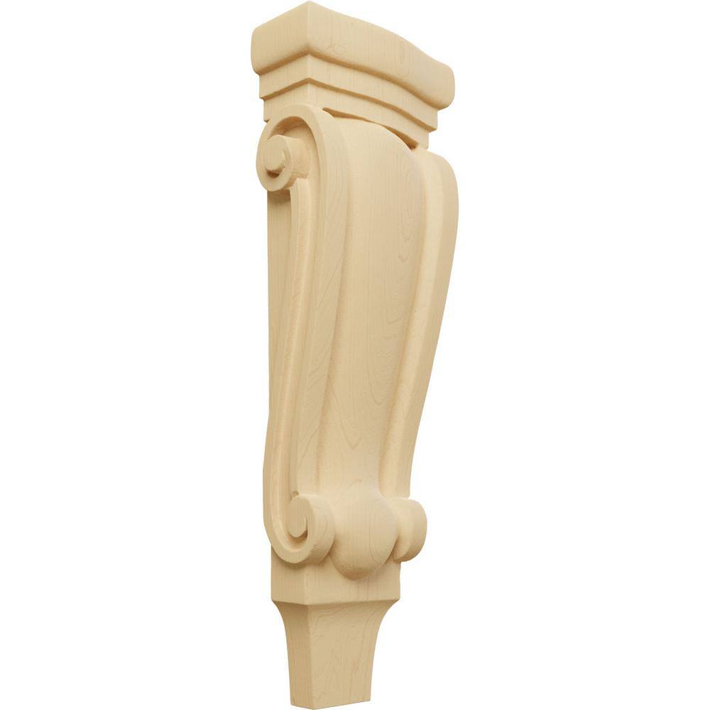 Medium Unfinished Alder Wood Traditional Pilaster Corbel