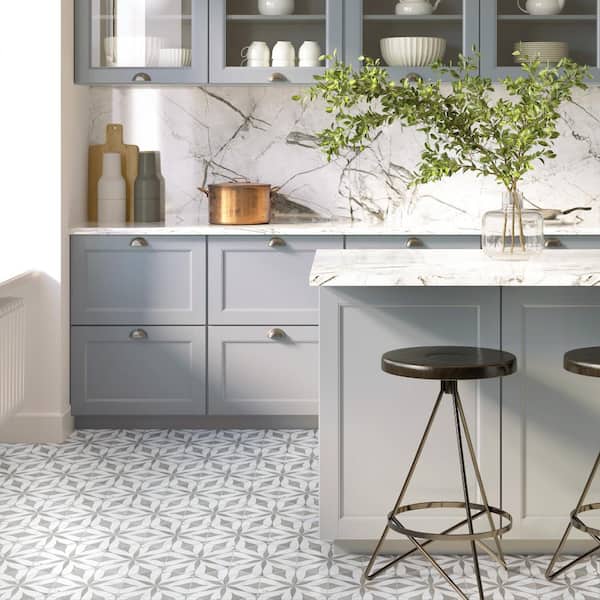 Llama Flower Loire Silver Smoke 8-5/8 in. x 9-7/8 in. Porcelain Floor and Wall Tile (11.5 sq. ft./Case)
