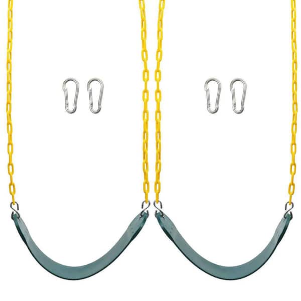 Plastic Patio Swing, 2-Piece Swings Seats Heavy Duty with 66 in. Chain and Snap Hooks, Green