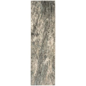 Marmara Charcoal Ivory 2 ft. x 8 ft. Abstract Contemporary Runner Area Rug