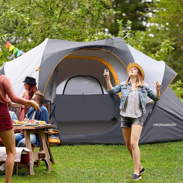 Zeus & Ruta 11 ft. x 14 ft. Gray 10-Person Camping Tent Portable