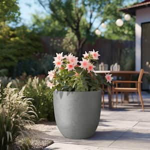 Lightweight 18in. x 17in. Stone Finish Extra Large Tall Round Concrete Plant Pot / Planter for Indoor & Outdoor