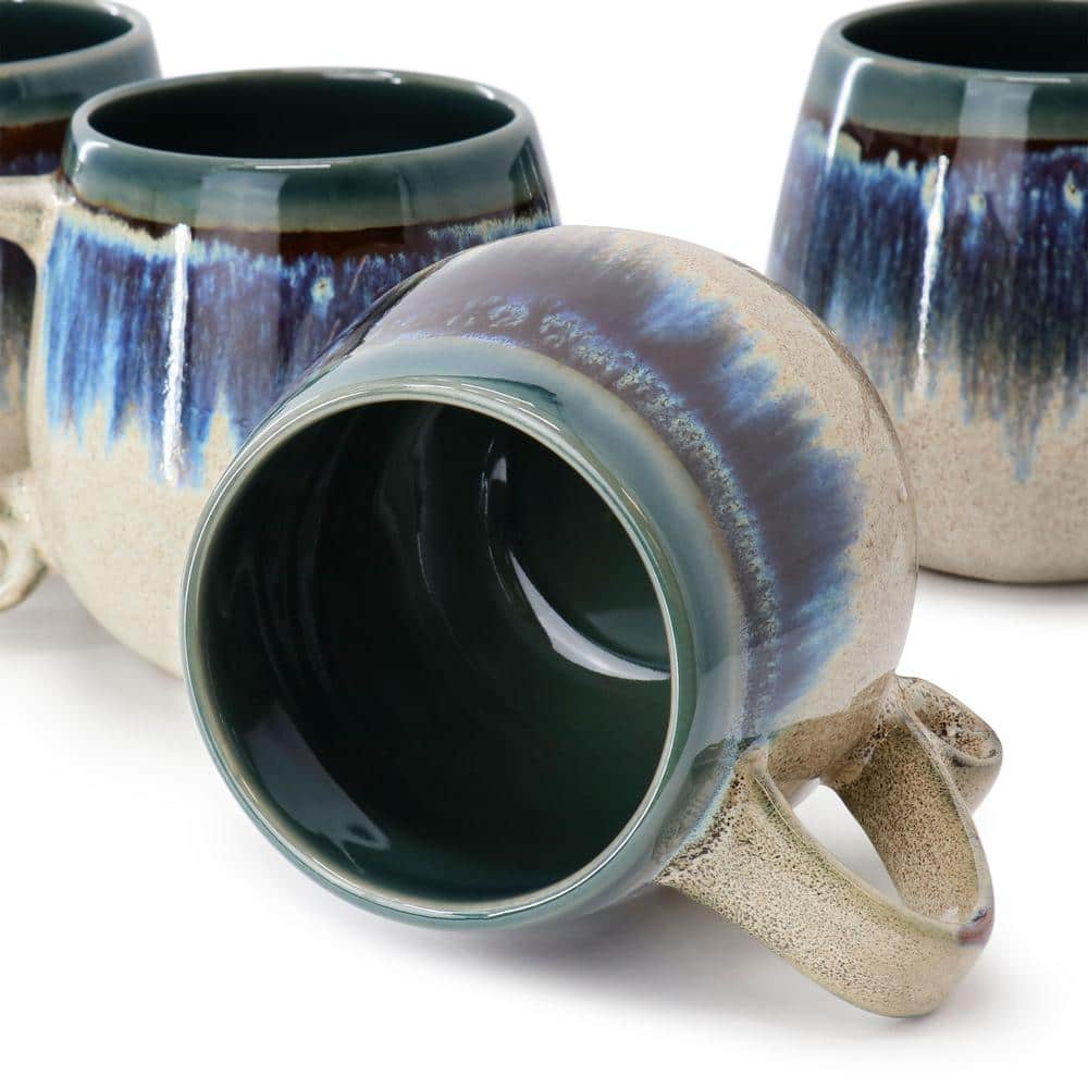 Lexington 4-Piece 20 oz Blue Multi Ceramic Mug Set