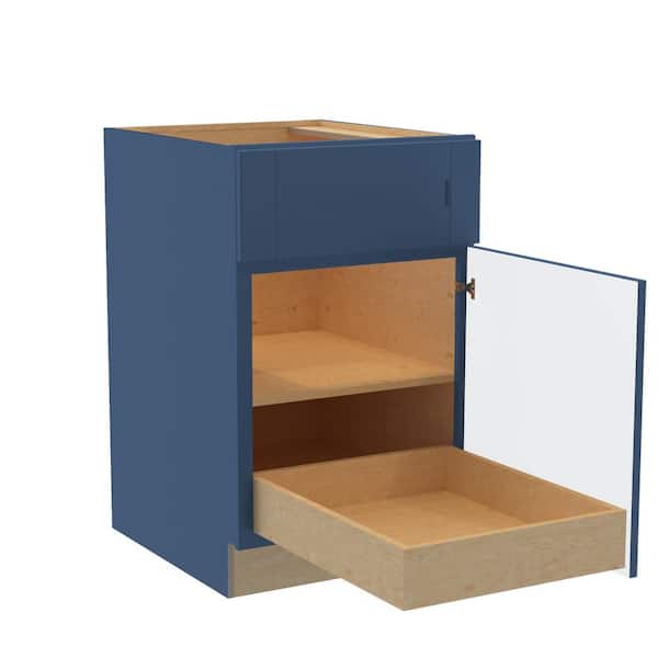 Home Decorators Collection Washington Vessel Blue Plywood Shaker Assembled Base Kitchen Cabinet FH 1 ROT Sft Cls R 21 in W x 24 in D x 34.5 in H