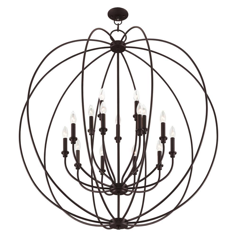 Elegant Milania 15-Light Bronze Candelabra Chandelier with 6ft Chain
