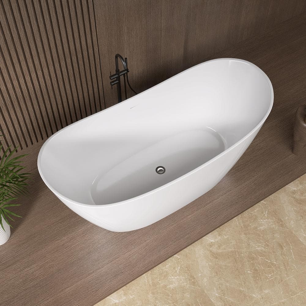 68'' White Acrylic Freestanding Double Slipper Soaking Tub