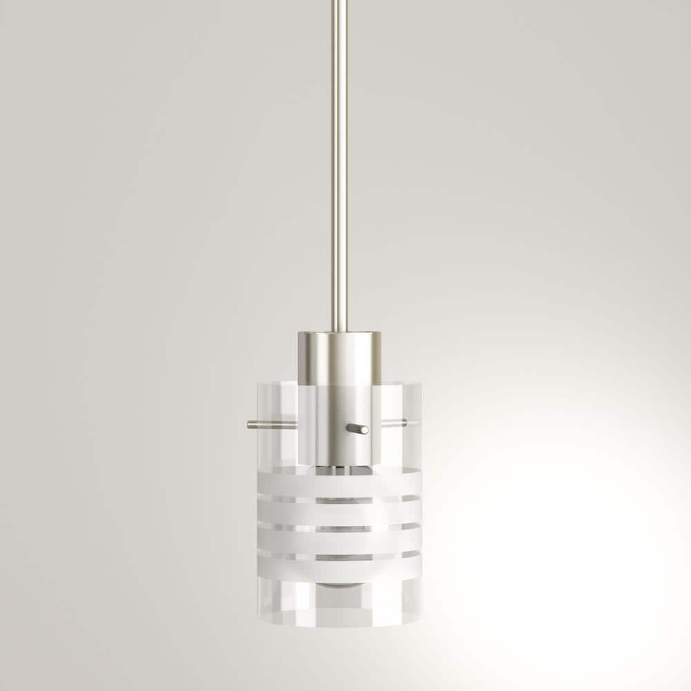 Fairview Brushed Nickel Mini Pendant with Clear and Etched Glass Shade