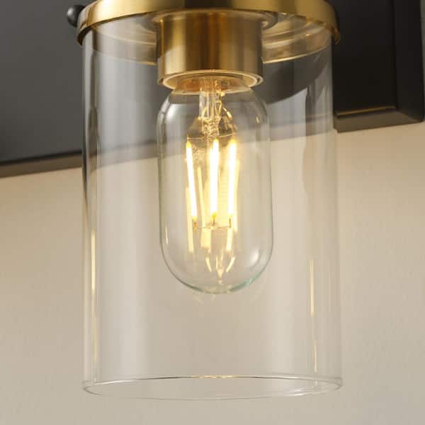 TinHon 23 in. Bathroom Light Fixtures Black and Gold, 3 Light