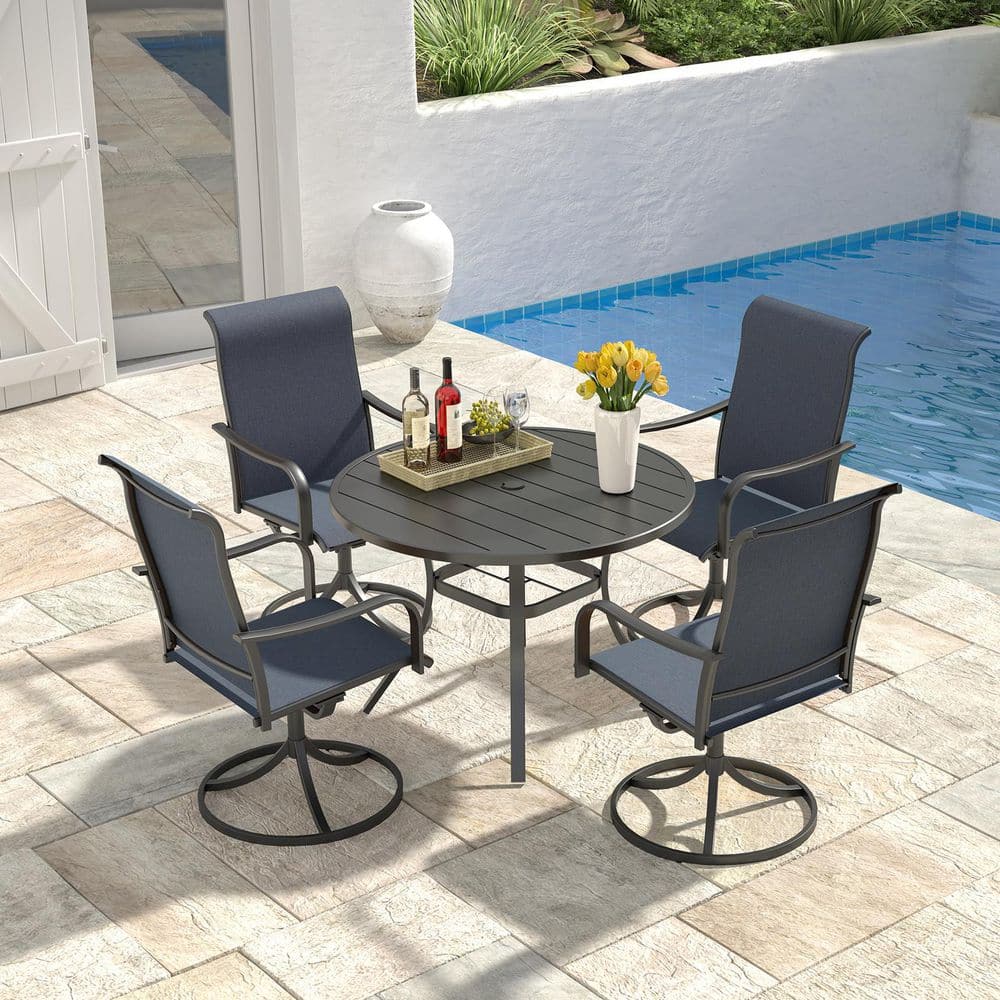 5-Pieces Round Dining Set with Swivel Chairs price history on PriceWatchPro