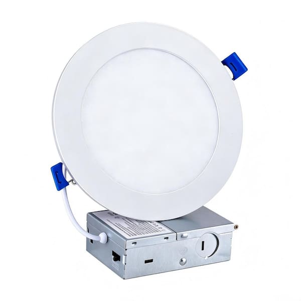 (12-Pack) 4 in. Adjustable 5CCT White Ultra-Thin Canless Wafer LED Recessed Light Integrated LED Recessed Light Trim
