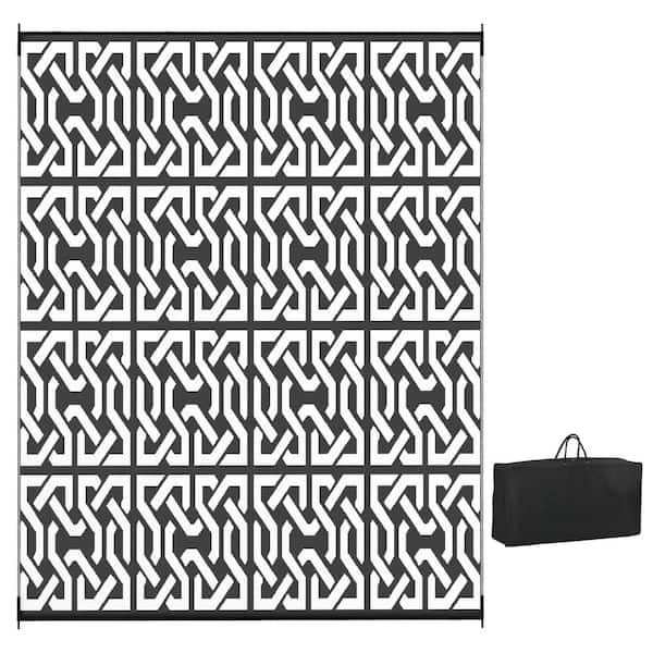 COOLSHARK 8 ft. x 10 ft. Waterproof Outdoor Patio Rug Indoor Large Reversible Area Rugs with Carry Bag, for Yard, Picnic, Beach