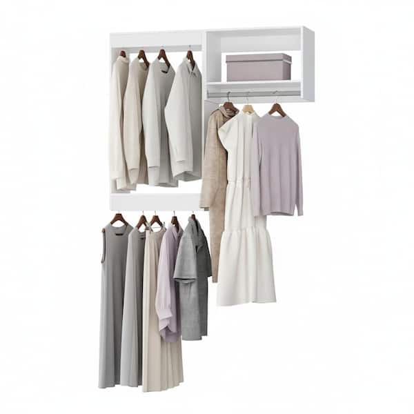 40 in W White Modular Closet System Wood Closet Organizer Storage Unit for Clothes Shoes Handbags and Accessories