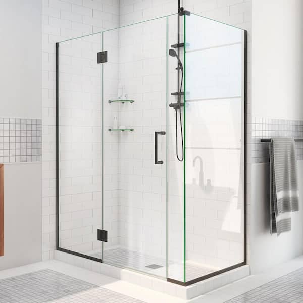 DreamLine Unidoor-X 40 in. W x 34-3/8 in. D x 72 in. H Frameless Hinged Shower Enclosure in Matte Black