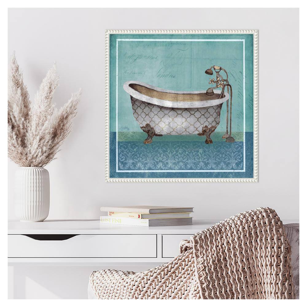 Regal Blue Tub I Canvas Art with White Floater Frame