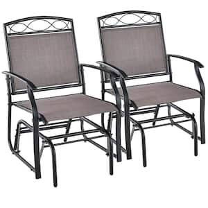 2 Pieces Metal Outdoor Glider Armchairs with Weather-resistant Fabric
