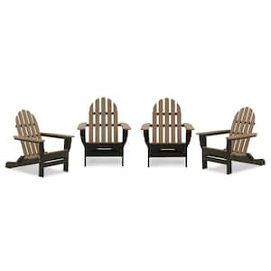 Icon Black and Weathered Wood Recycled Plastic Folding Adirondack Chair (4-Pack)