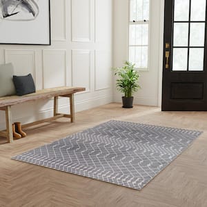 Astra Machine Washable Denim 4 ft. x 6 ft. Moroccan Transitional Area Rug