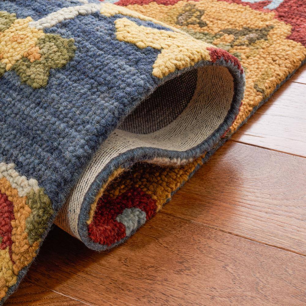 Handmade Navy Multi Wool 6' Square Tufted Area Rug