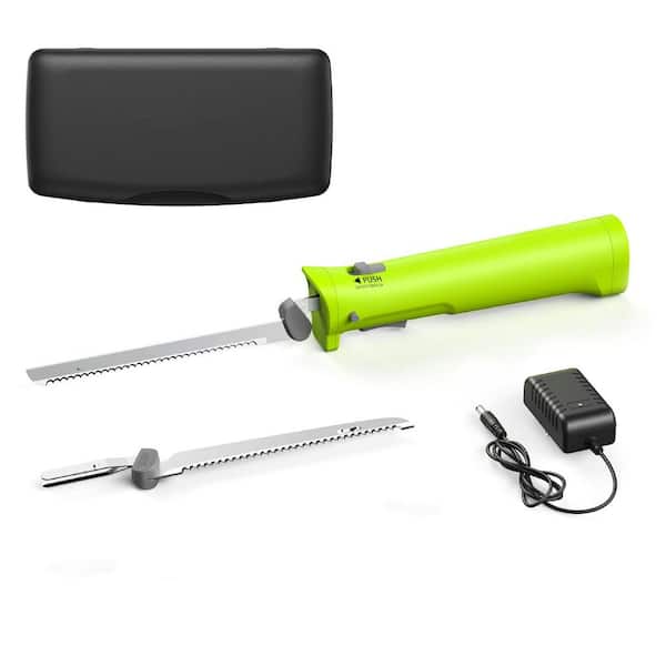 6.5 in. Stainless Steel Cordless Electric Knife with 2 Reciprocating Serrated Blades for Carving Meat Turkey and Bread