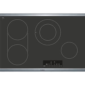 800 30 in. Radiant Electric Cooktop in Black with Stainless Steel Frame with 4 Elements