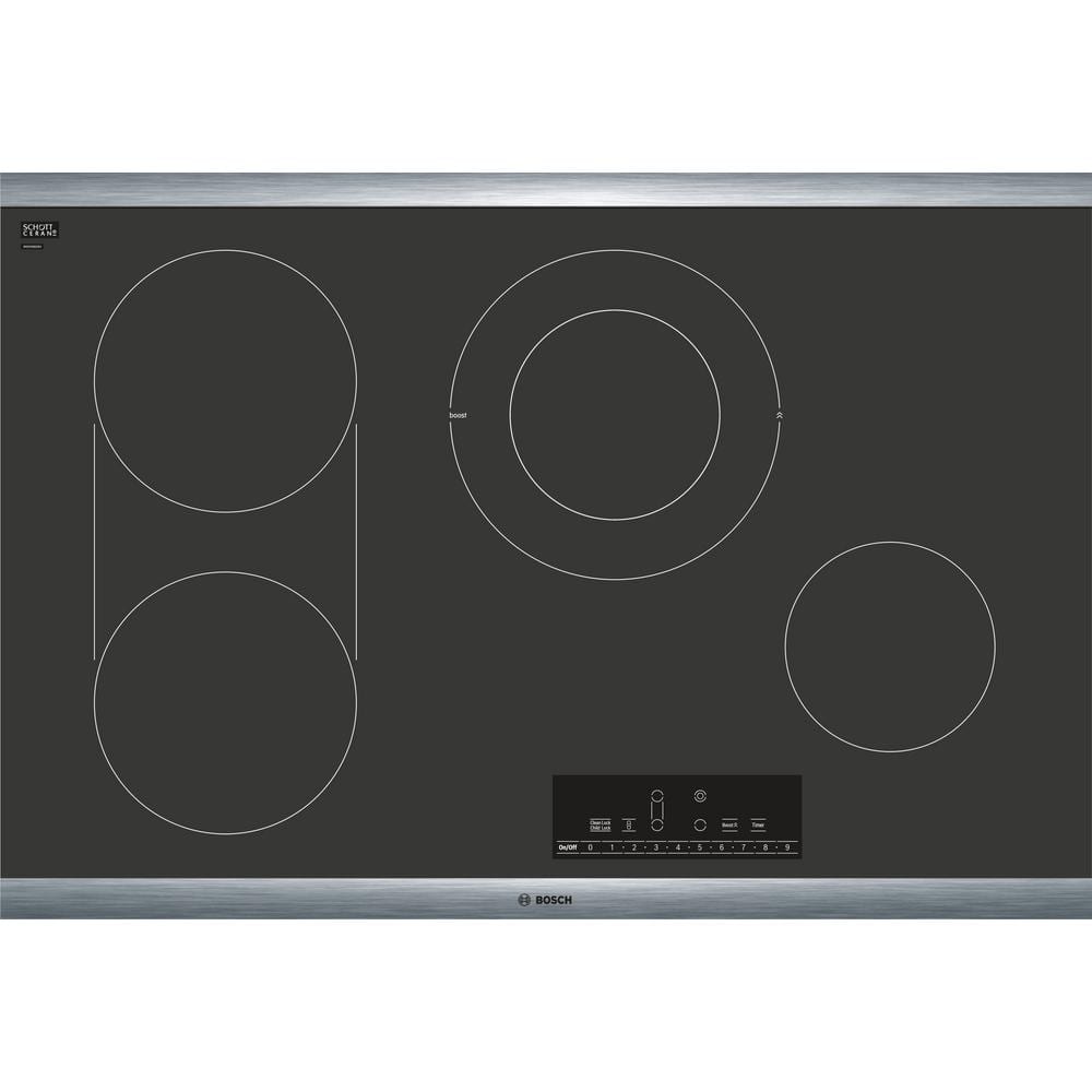 Bosch 800 30 in. Radiant Electric Cooktop in Black with Stainless Steel Frame with 4 Elements