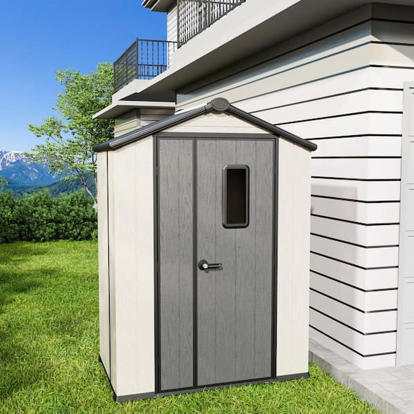 5 ft. x 3 ft. Durable Resin Garden Outdoor Storage Shed with Floor and Sloping Roof (15 sq. ft. )