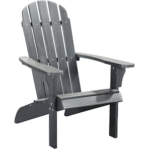 Gray HDPE Outdoor Patio Adirondack Chair 1-Piece