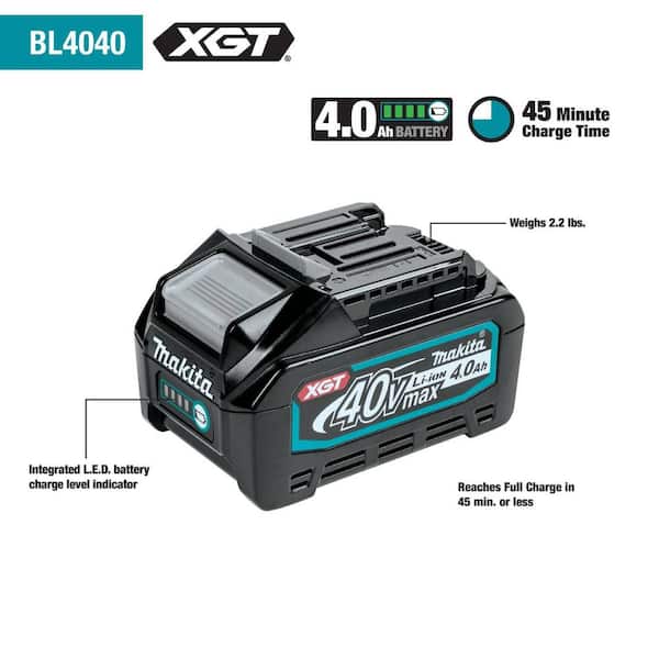 191U13-9, PowerPack XGT Makita, pack batteries + chargeur double DC18RD +  coffret MAKPAC 40 Volts max, Lithium (Li-Ion) - 2 batteries 5Ah - charge  moyenne 50min - poids 8,1kg