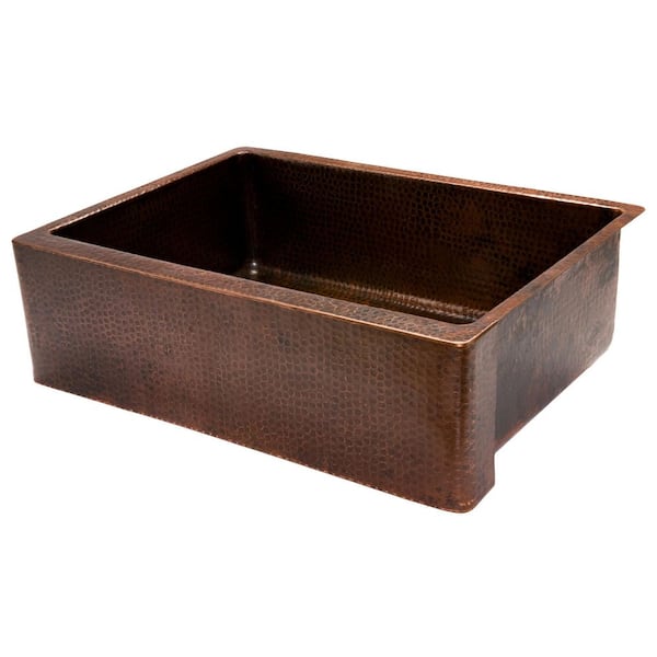 Undermount Hammered Copper 30 in. 0-Hole Single Bowl Kitchen Apron Sink in Oil Rubbed Bronze