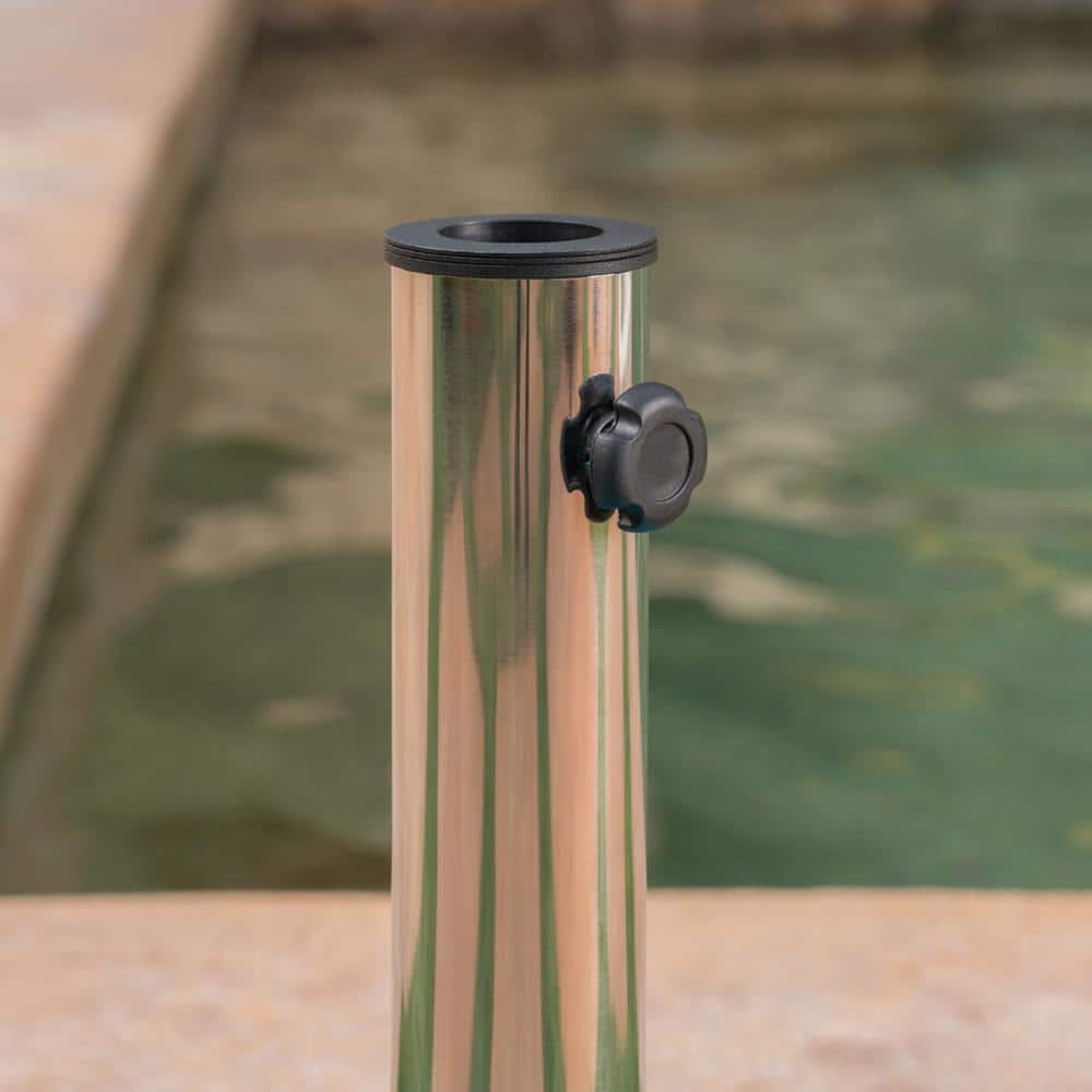 Green Concrete Circular Umbrella Base with Stainless Steel Pole