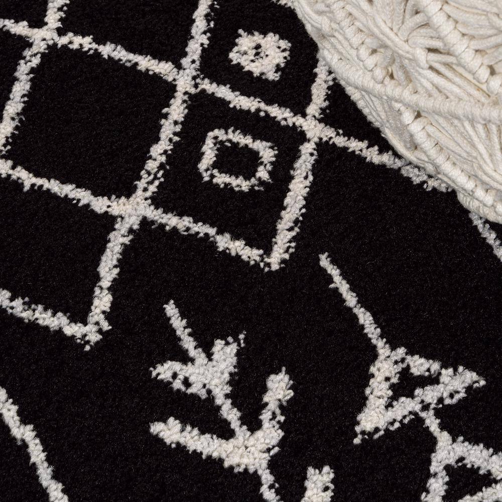 3' x 5' Black and Cream Synthetic Moroccan Geometric Area Rug