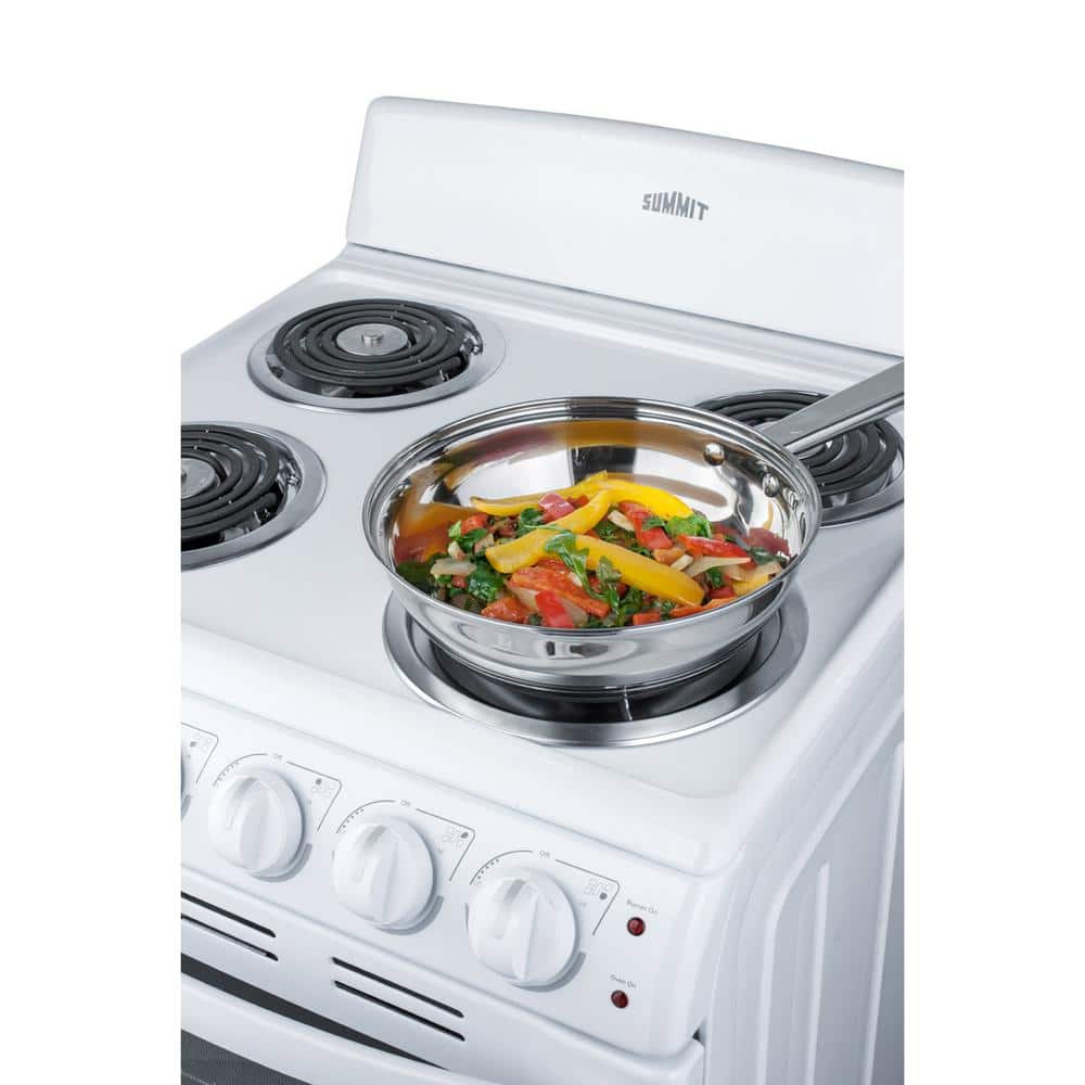 24" White Electric Coil Range with 4 Burners