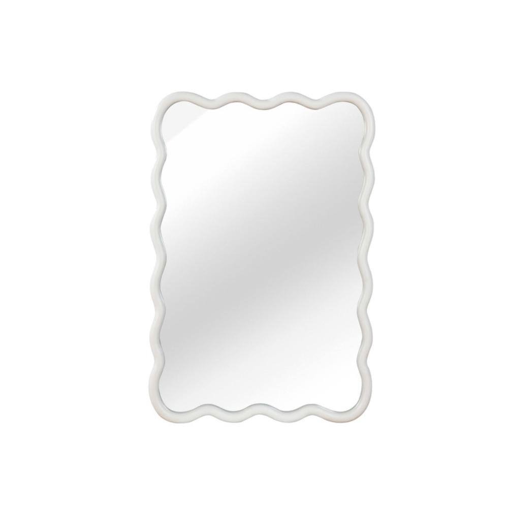 20 x 30 in. White Wavy Rectangle Solid Wood Frame Decorative Wall Mirror for Bedroom Bathroom Living Room