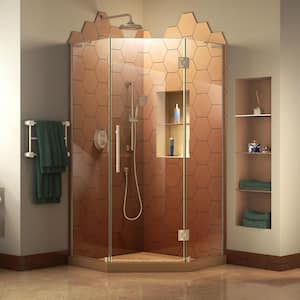 Prism Plus 40 in. D x 40 in. W x 72 in. H Semi-Frameless Neo-Angle Hinged Shower Enclosure in Brushed Nickel Hardware