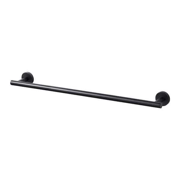 WOWOW 24 in. Stainless Steel Wall Mounted Single Towel Bar in Matte Black