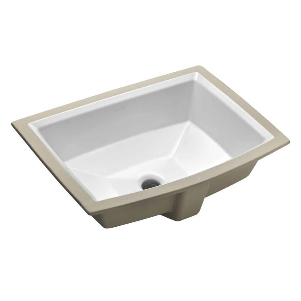 KOHLER Archer Vitreous China Undermount Bathroom Sink In White With   White Kohler Undermount Bathroom Sinks K 2355 0 64 1000 