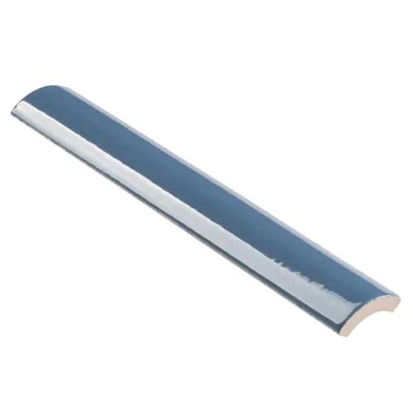 Remington Blue 1.18 in. x 7.87 in. Polished Porcelain Wall 1/4 Round Bullnose Tile (0.6 sq. ft./Each)